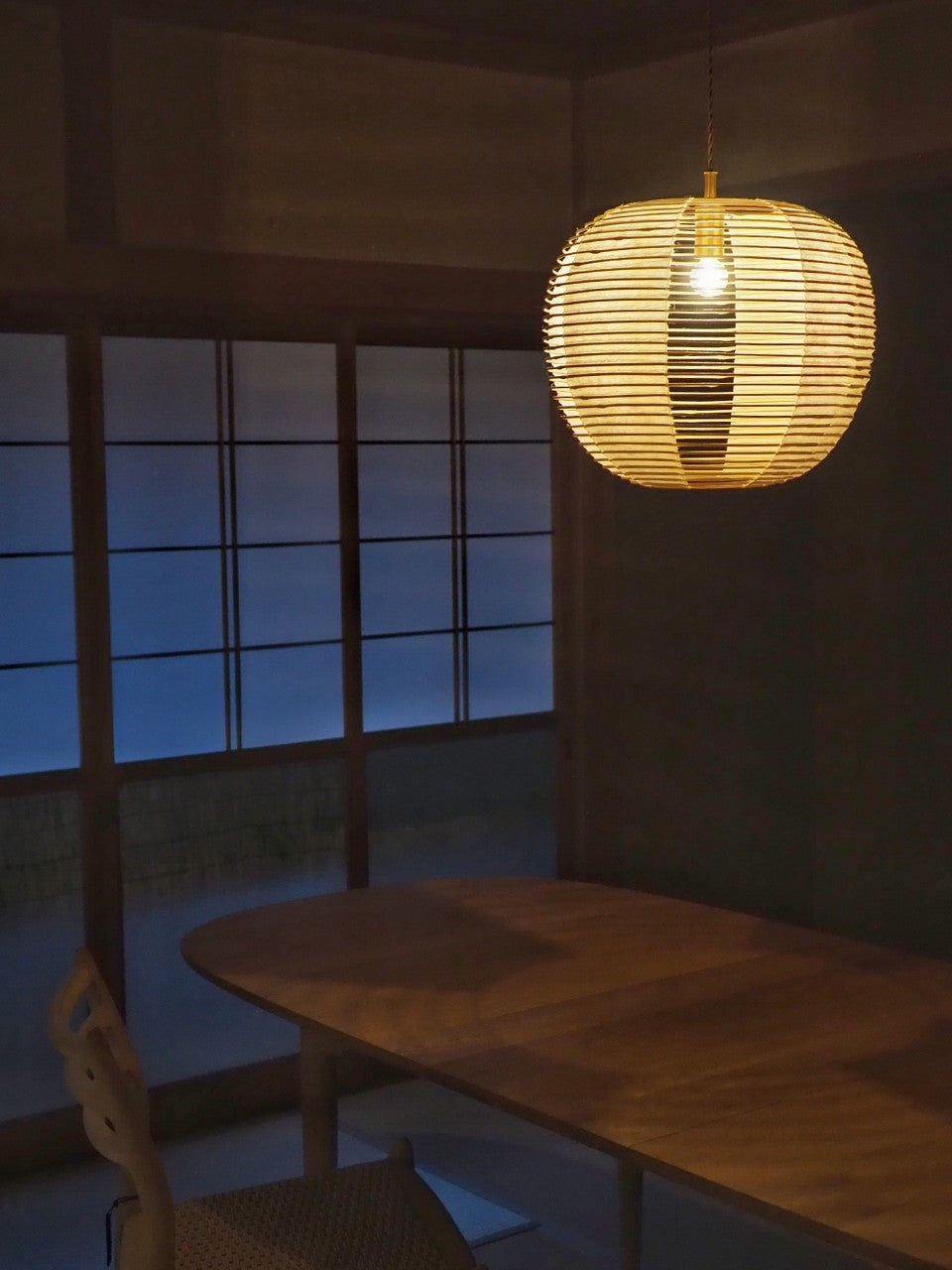 Semi Surface Round Pendant light with Japanese Paper Lantern